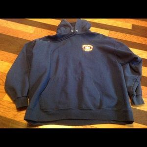 Graphic heavyweight pullover hoodie navy pocketsXL